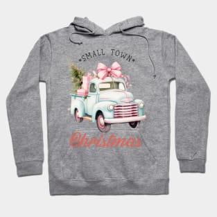 Small Town Christmas Car with Gifts and Christmas Tree Hoodie